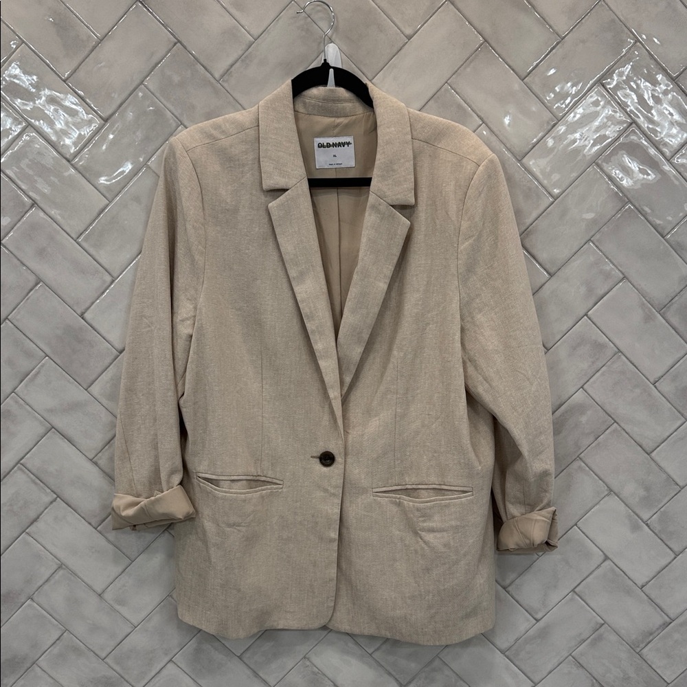 Old Navy Neutral Beige Single-Button Women's Blazer